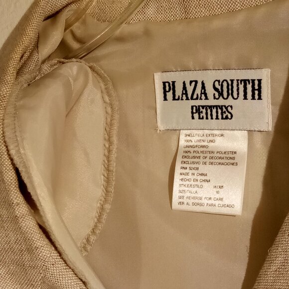 Women's LINEN Dress sz 10 Tan Button-front Short-sleeve Vintage 90's MIDI - Picture 12 of 12